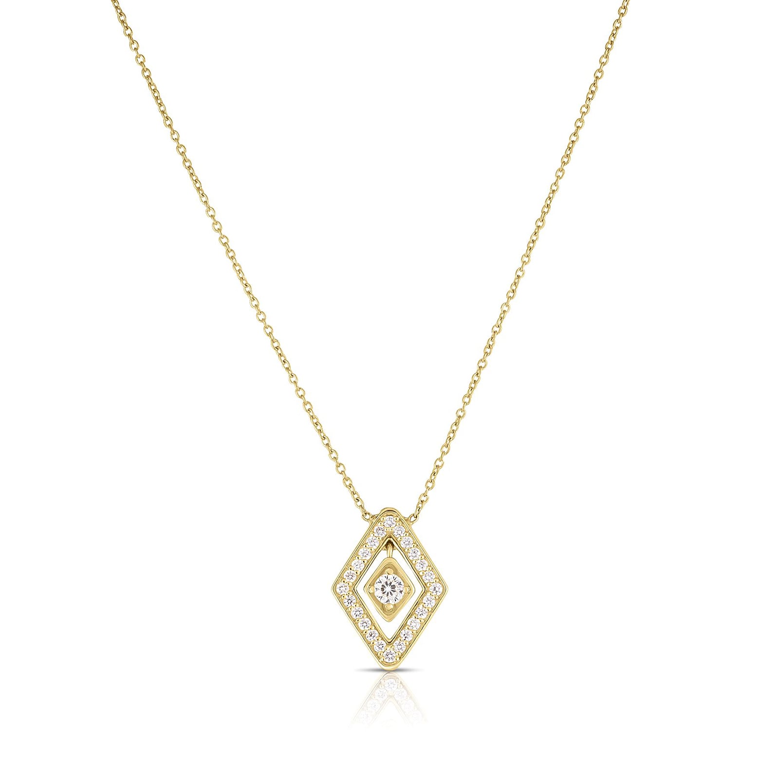 Roberto Coin 18k Yellow Gold 0.27cttw Diamond Lozenge Small Necklace 18"