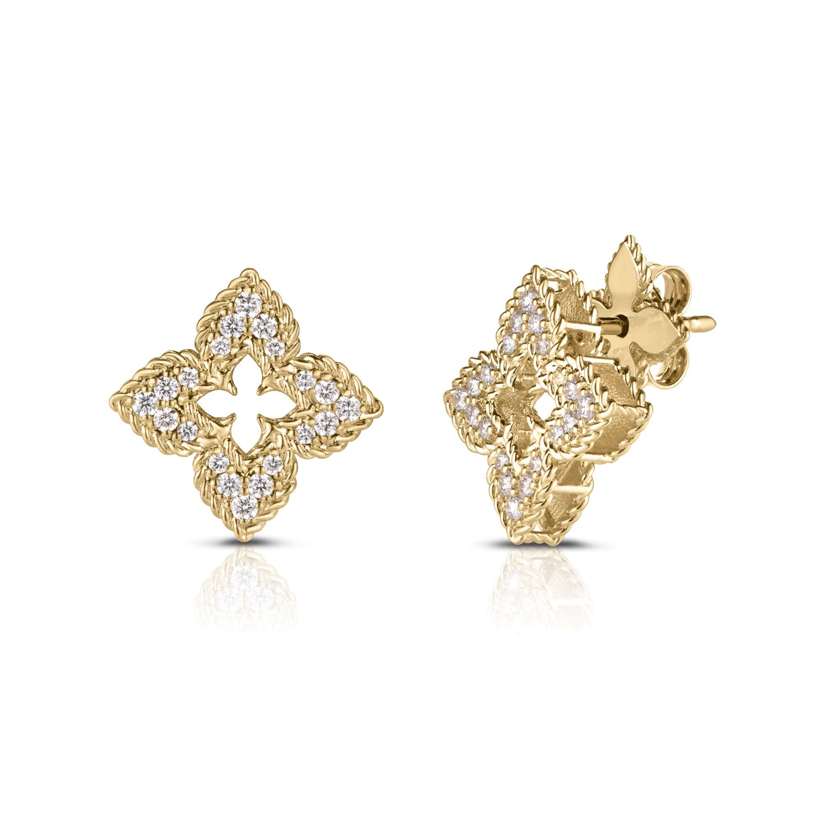 18k Yellow Gold 0.30cttw Diamond Venetian Princess Stud Earrings