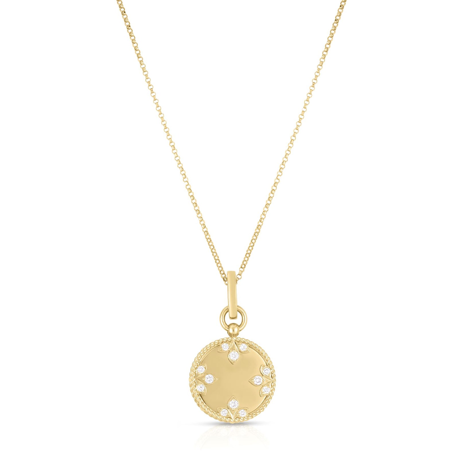 Roberto Coin 18k Yellow Gold 0.20cttw Diamond Medallion Charms Small Necklace 17"