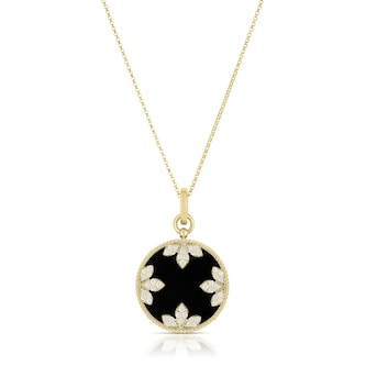 Roberto Coin 18k Yellow Gold 0.52cttw Diamond and 13.34cttw Black Jade Medallion Necklace 18"