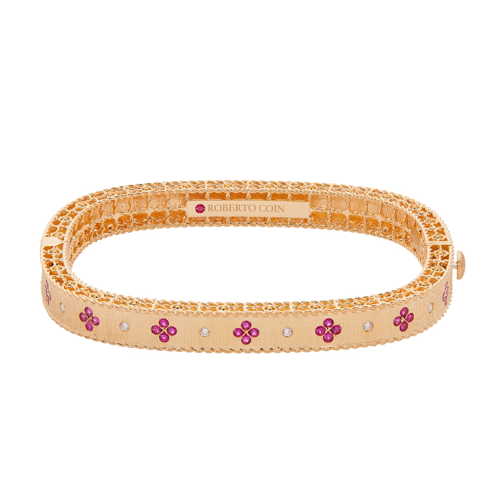 18k Rose Gold Exclusive Venetian Princess Color 0.45cttw Ruby and Diamond  Bangle