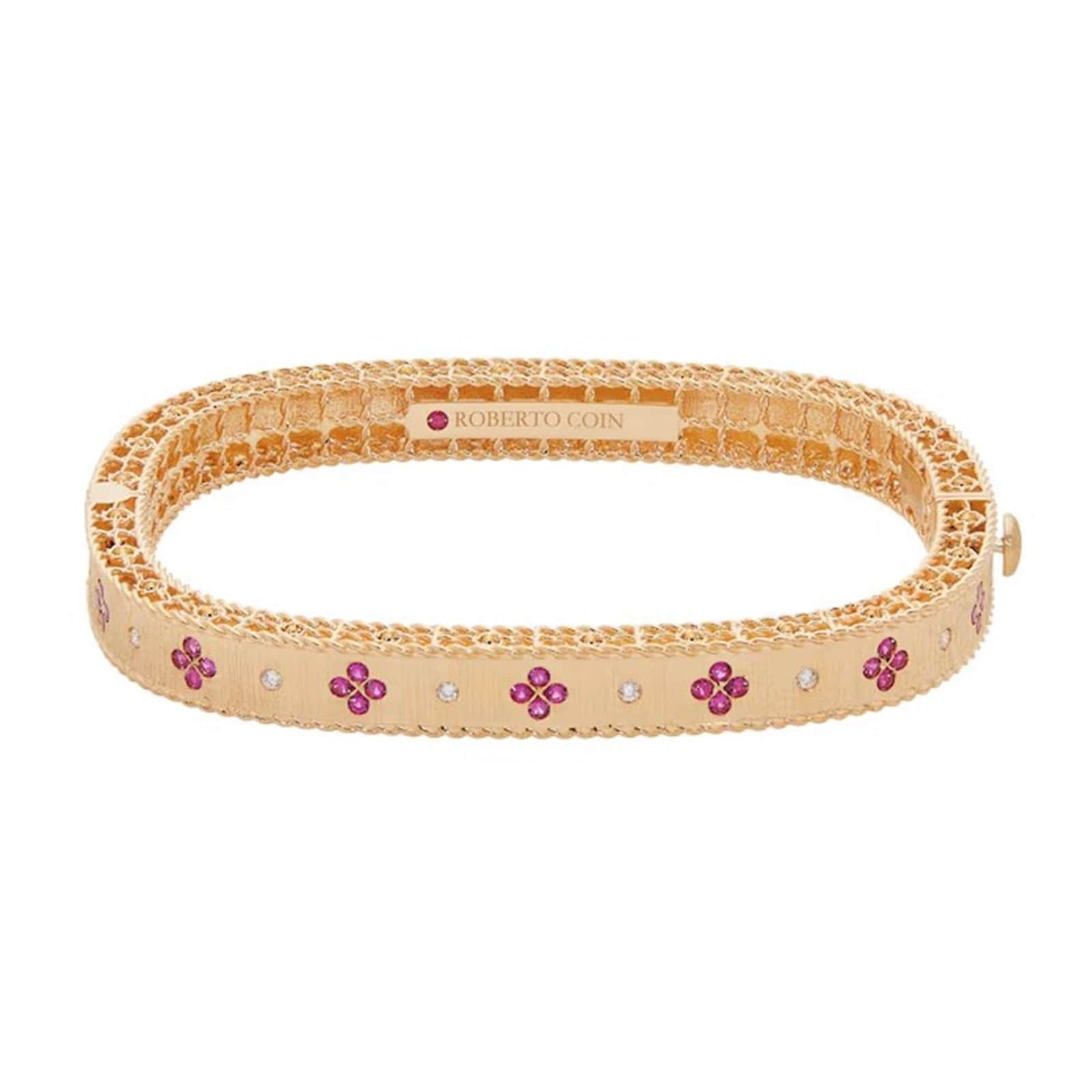 Roberto Coin 18k Rose Gold Exclusive Venetian Princess Color 0.45cttw Ruby and Diamond Bangle