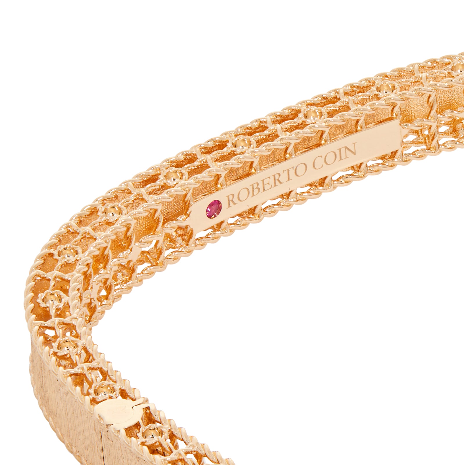 Roberto Coin 18k Rose Gold Exclusive Venetian Princess Color 0.45cttw Ruby and Diamond Bangle
