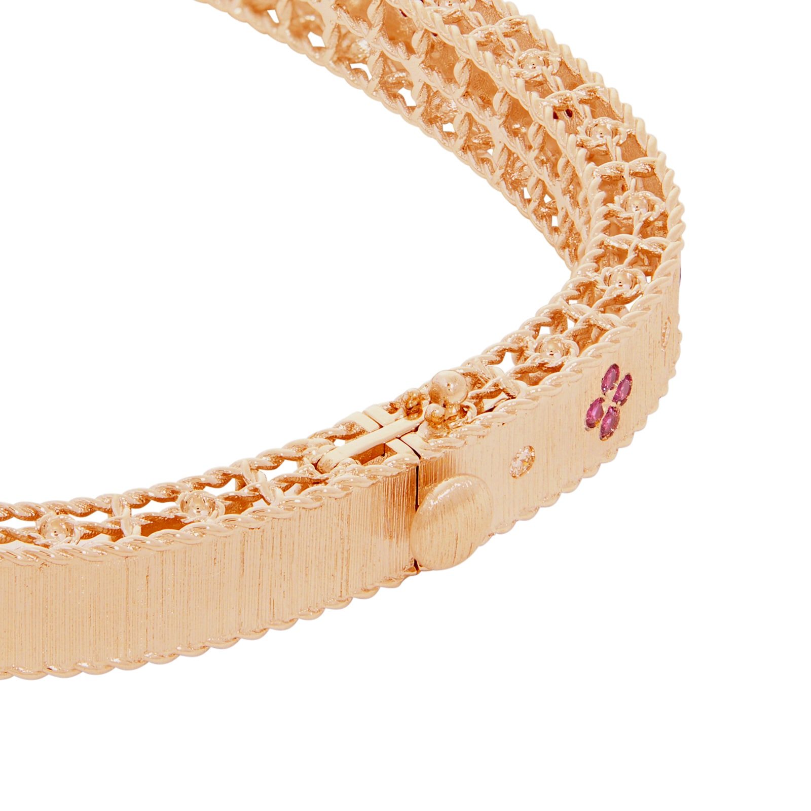 Roberto Coin 18k Rose Gold Exclusive Venetian Princess Color 0.45cttw Ruby and Diamond Bangle