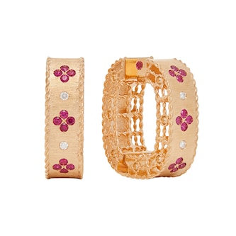 Roberto Coin 18k Rose Gold Exclusive Venetian Princess Color 0.40cttw Ruby and Diamond Earrings