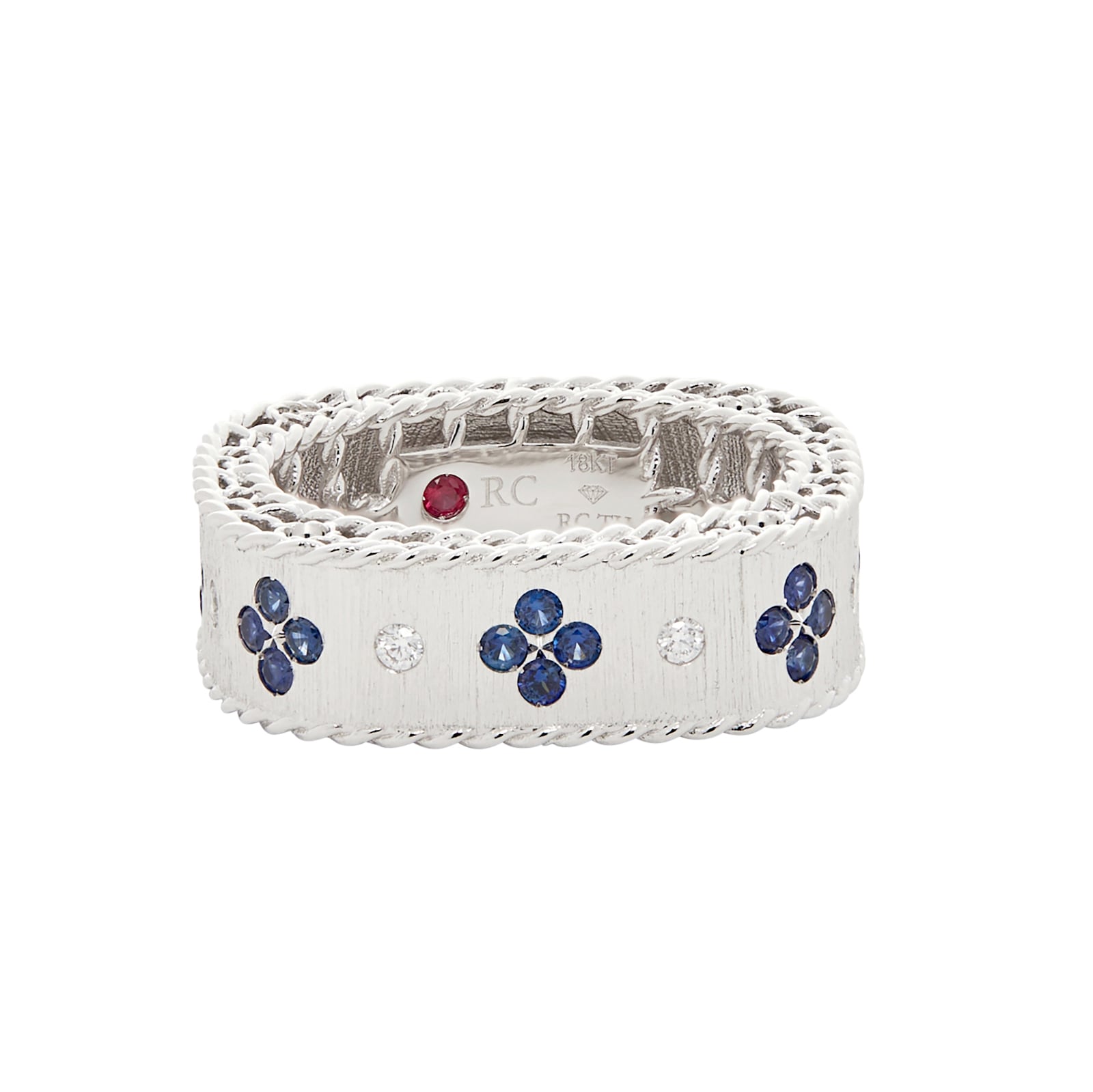 Roberto Coin 18k White Gold Exclusive Venetian Princess Color 0.30cttw Sapphire and Diamond Ring Size 6.5 Roberto Coin 18k White Gold Exclusive Venetian Princess Color 0.30cttw Sapphire and Diamond Ring Size 6.5