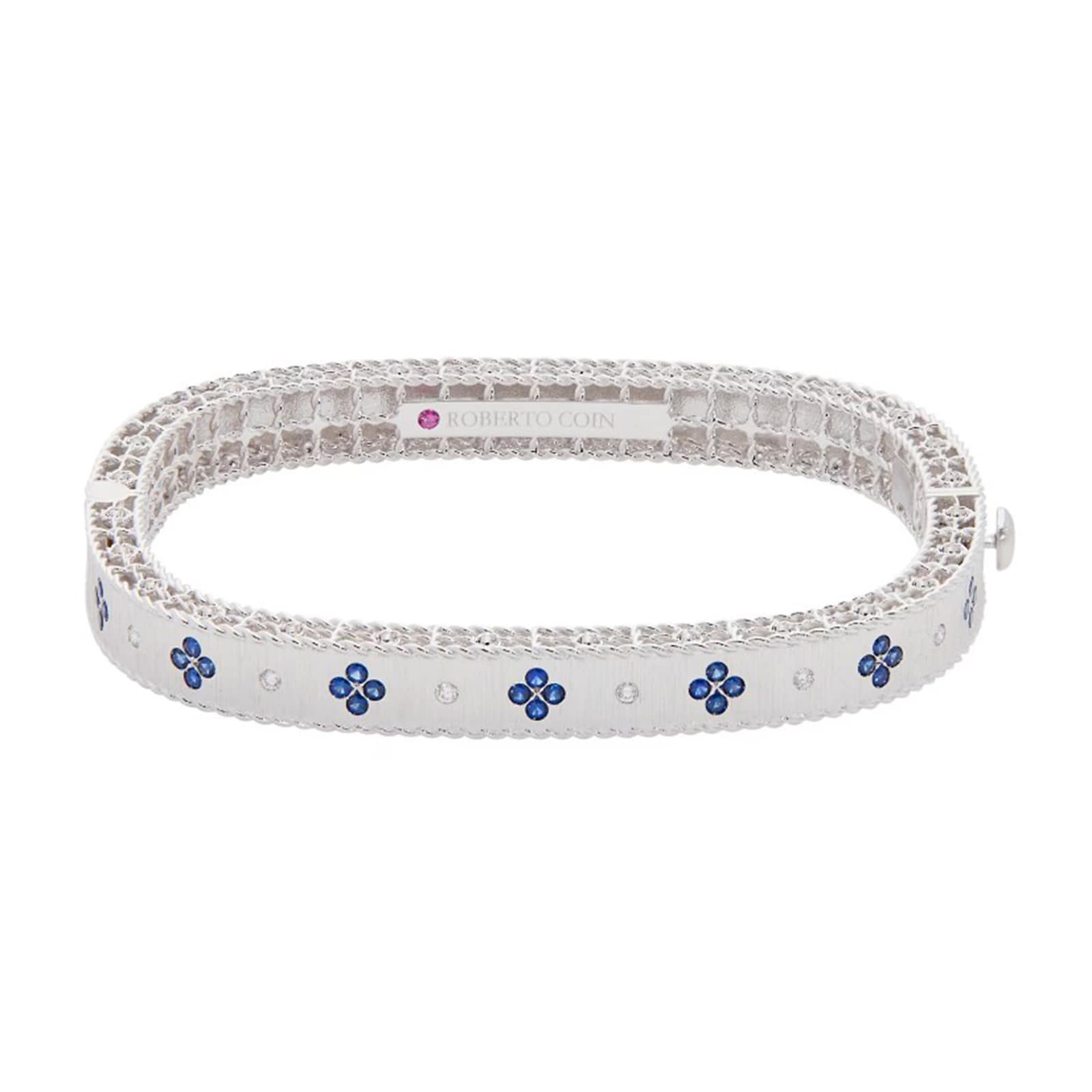 Roberto Coin 18k White Gold Exclusive Venetian Princess Color 0.48cttw Sapphire and Diamond Bangle Roberto Coin 18k White Gold Exclusive Venetian Princess Color 0.48cttw Sapphire and Diamond Bangle