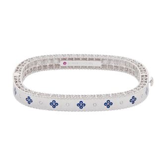 Roberto Coin 18k White Gold Exclusive Venetian Princess Color 0.48cttw Sapphire and Diamond Bangle