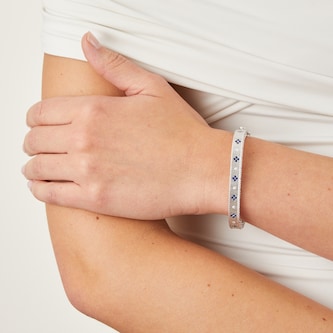 Roberto Coin 18k White Gold Exclusive Venetian Princess Color 0.48cttw Sapphire and Diamond Bangle