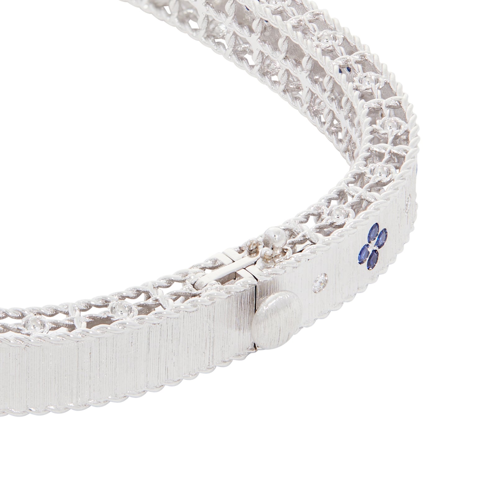 Roberto Coin 18k White Gold Exclusive Venetian Princess Color 0.48cttw Sapphire and Diamond Bangle