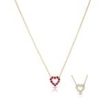 Roberto Coin 18k Yellow Gold 0.10cttw Diamond and 0.10cttw Ruby Reversible Small Heart Necklace 18"