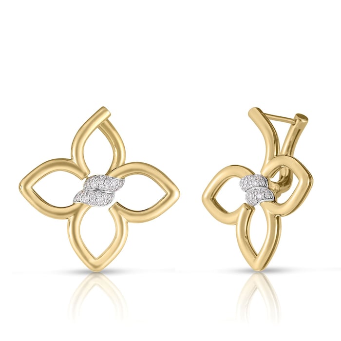 Roberto Coin 18k Yellow and White Gold 0.15cttw Diamond Cialoma Small Flower Earrings