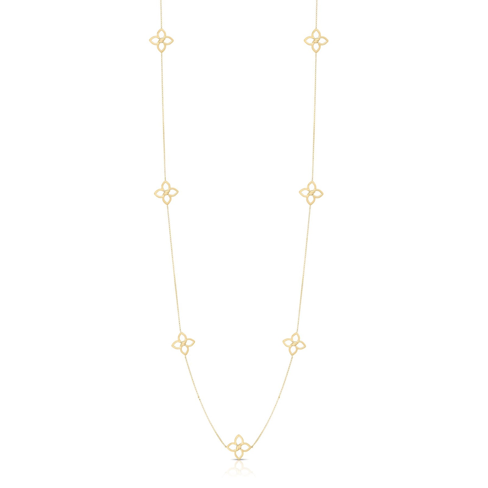 Roberto Coin 18k Yellow Gold 0.19cttw Diamond Cialoma Flower Station Necklace 33"