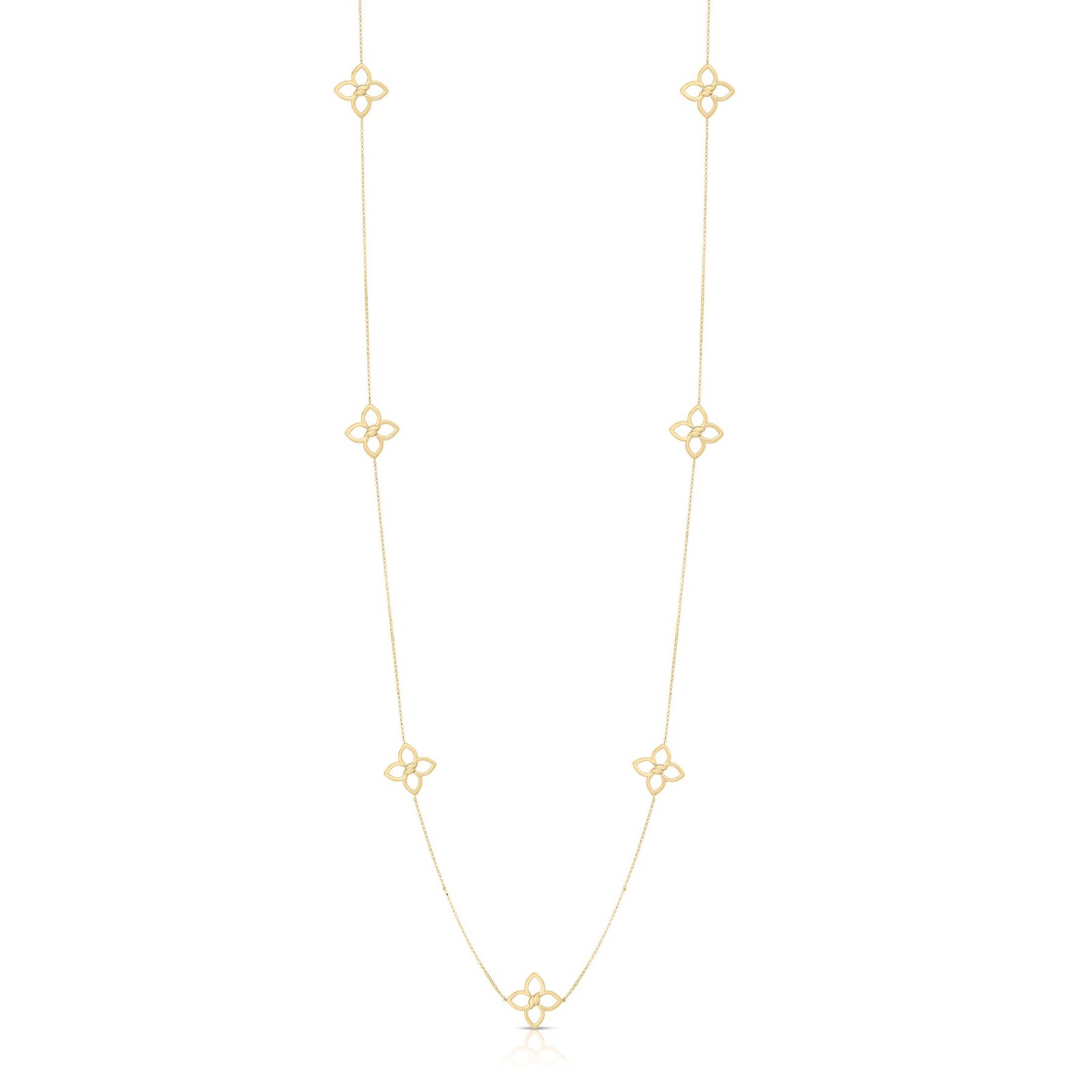 Roberto Coin 18k Yellow Gold 0.19cttw Diamond Cialoma Flower Station Necklace 33"