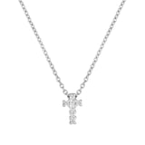 Roberto Coin 18k White Gold 0.02cttw Diamond Tiny Treasures Tiny Cross Necklace 17"