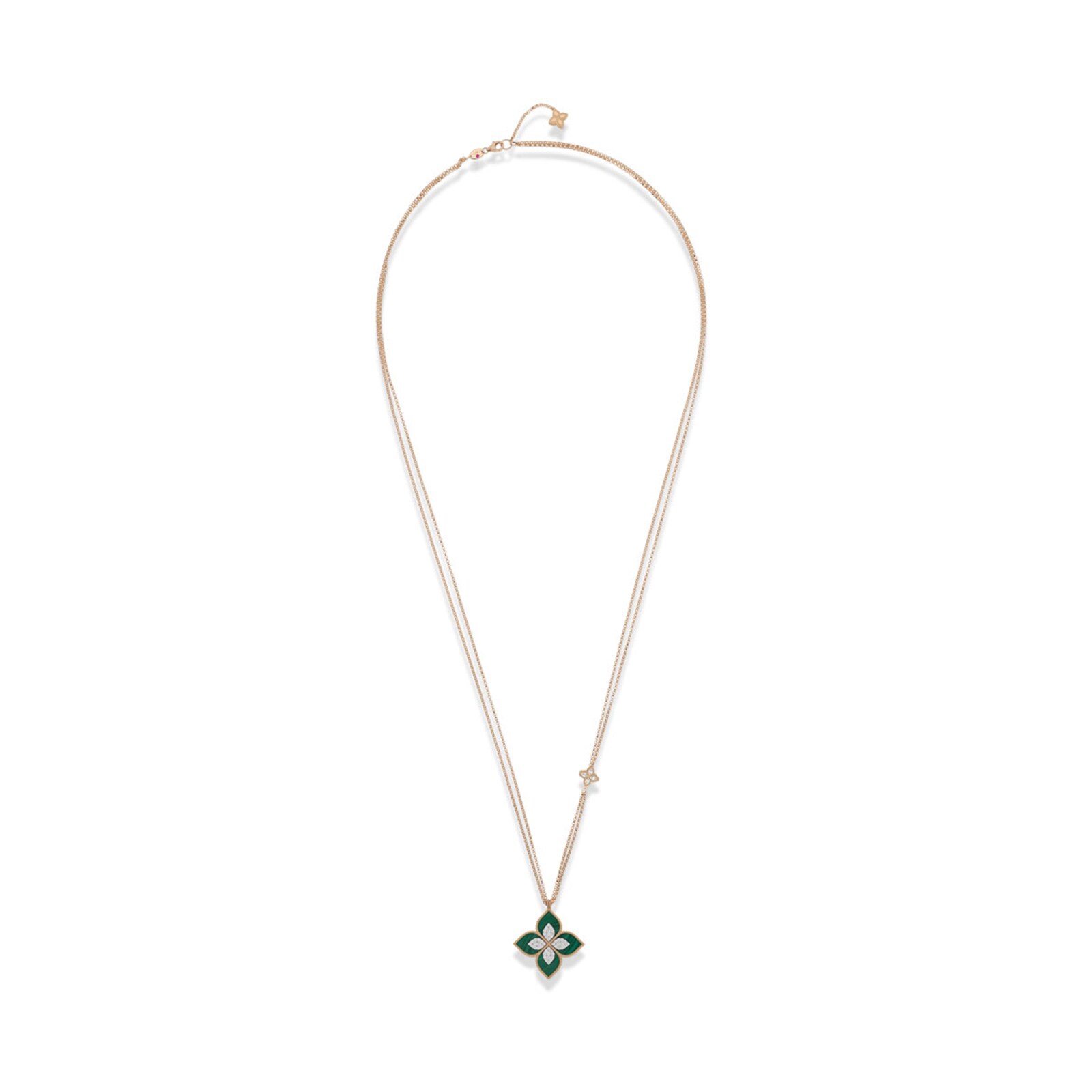 Roberto Coin Princess Flower 18ct Rose Gold 0.76ct Diamond & Malachite Pendant Roberto Coin Princess Flower 18ct Rose Gold 0.76ct Diamond & Malachite Pendant