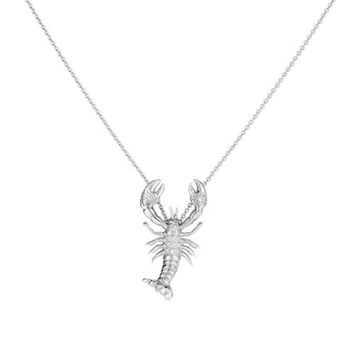 Roberto Coin 18k White Gold 0.05cttw Diamond Tiny Treasures Lobster Necklace 18"