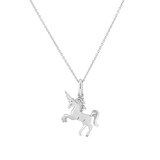 Roberto Coin 18k White Gold 0.01cttw Diamond Tiny Treasures Unicorn Necklace 18"