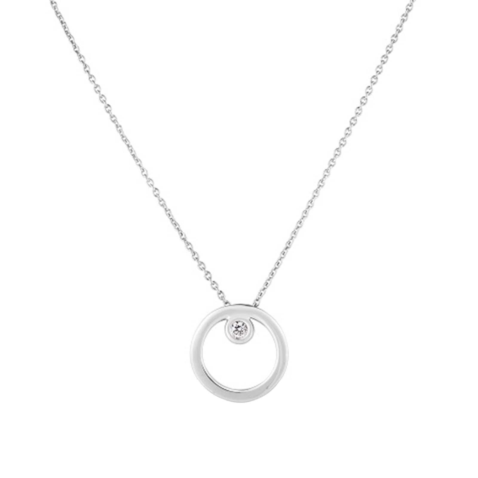 Roberto Coin 18k White Gold 0.03cttw Diamond Tiny Treasures Circle Necklace 18"