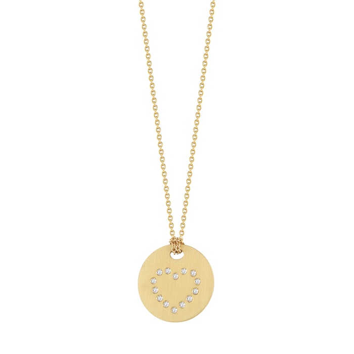 Roberto Coin 18k Yellow Gold 0.05cttw Diamond Heart Medallion Necklace 18"