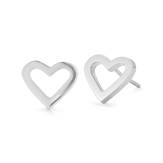 Roberto Coin 18k White Gold Tiny Treasures Heart Stud Earrings
