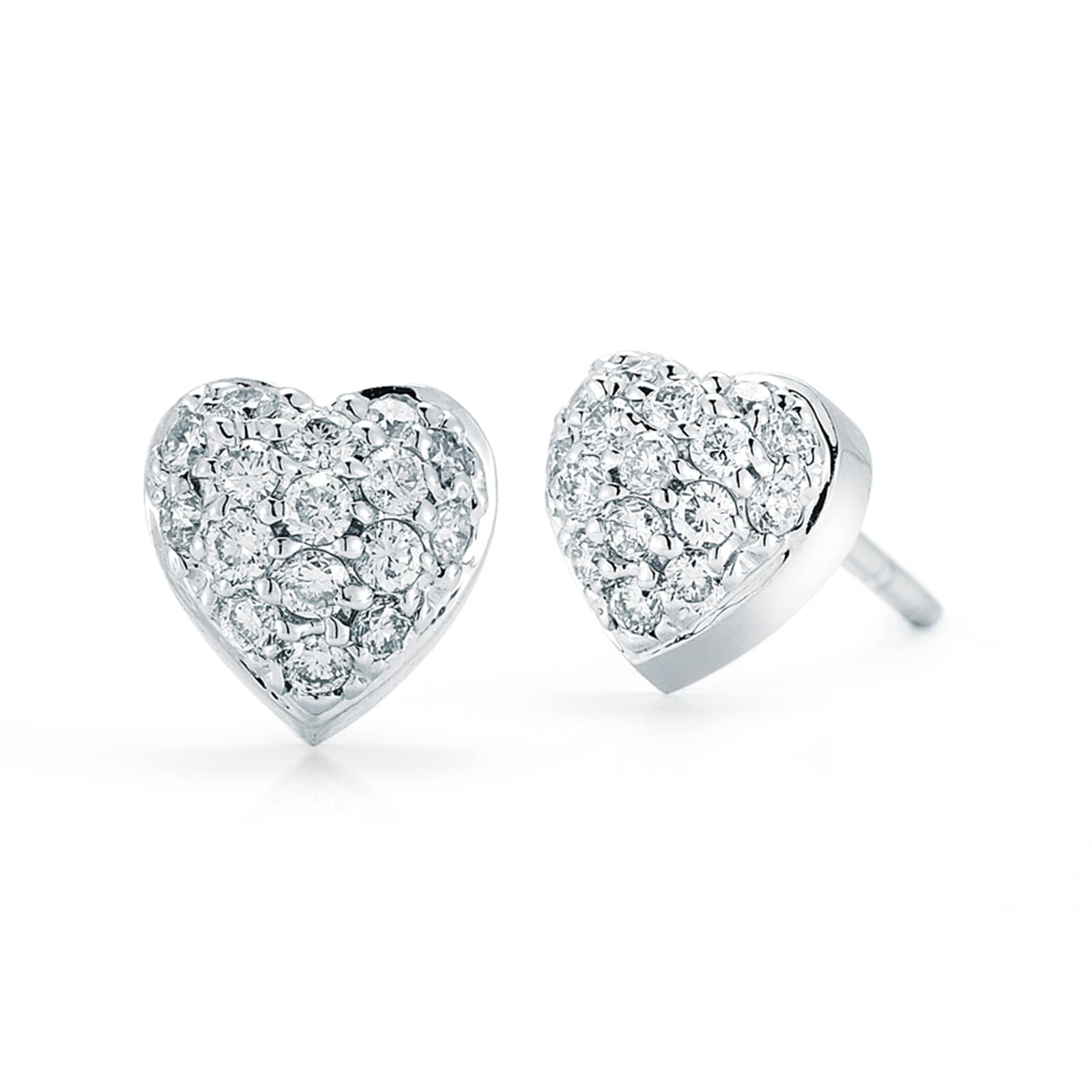 Roberto Coin 18k White Gold 0.30cttw Diamond Tiny Treasures Puffed Heart Stud Earrings