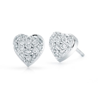 Roberto Coin 18k White Gold 0.30cttw Diamond Tiny Treasures Puffed Heart Stud Earrings