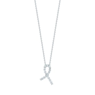 Roberto Coin 18k White Gold 0.09cttw Diamond Tiny Treasures Ribbon of Hope Necklace 18" Roberto Coin 18k White Gold 0.09cttw Diamond Tiny Treasures Ribbon of Hope Necklace 18"