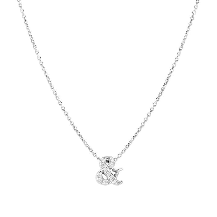 Roberto Coin 18k White Gold 0.03cttw Diamond Tiny Treasures '&' Symbol Necklace 18"