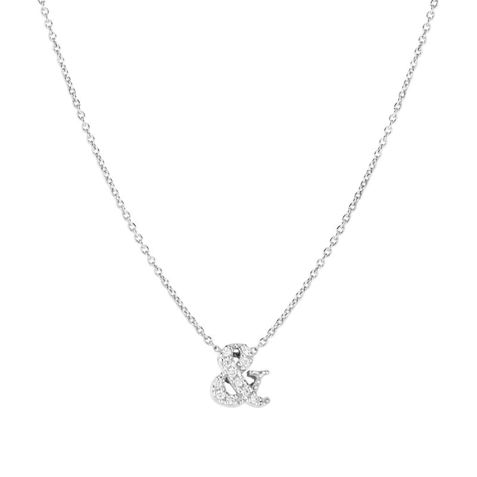 Roberto Coin 18k White Gold 0.03cttw Diamond Tiny Treasures '&' Symbol Necklace 18"
