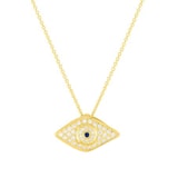Roberto Coin 18k Yellow Gold 0.17cttw Diamond and Sapphire Tiny Treasures Evil Eye Necklace 18"