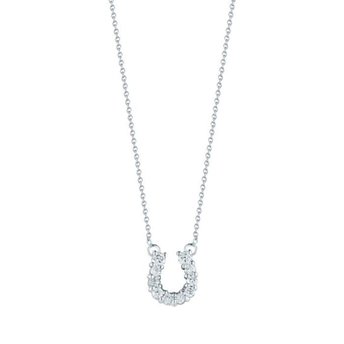 Roberto Coin 18k White Gold 0.23cttw Diamond Tiny Treasures Horseshoe Necklace 18"