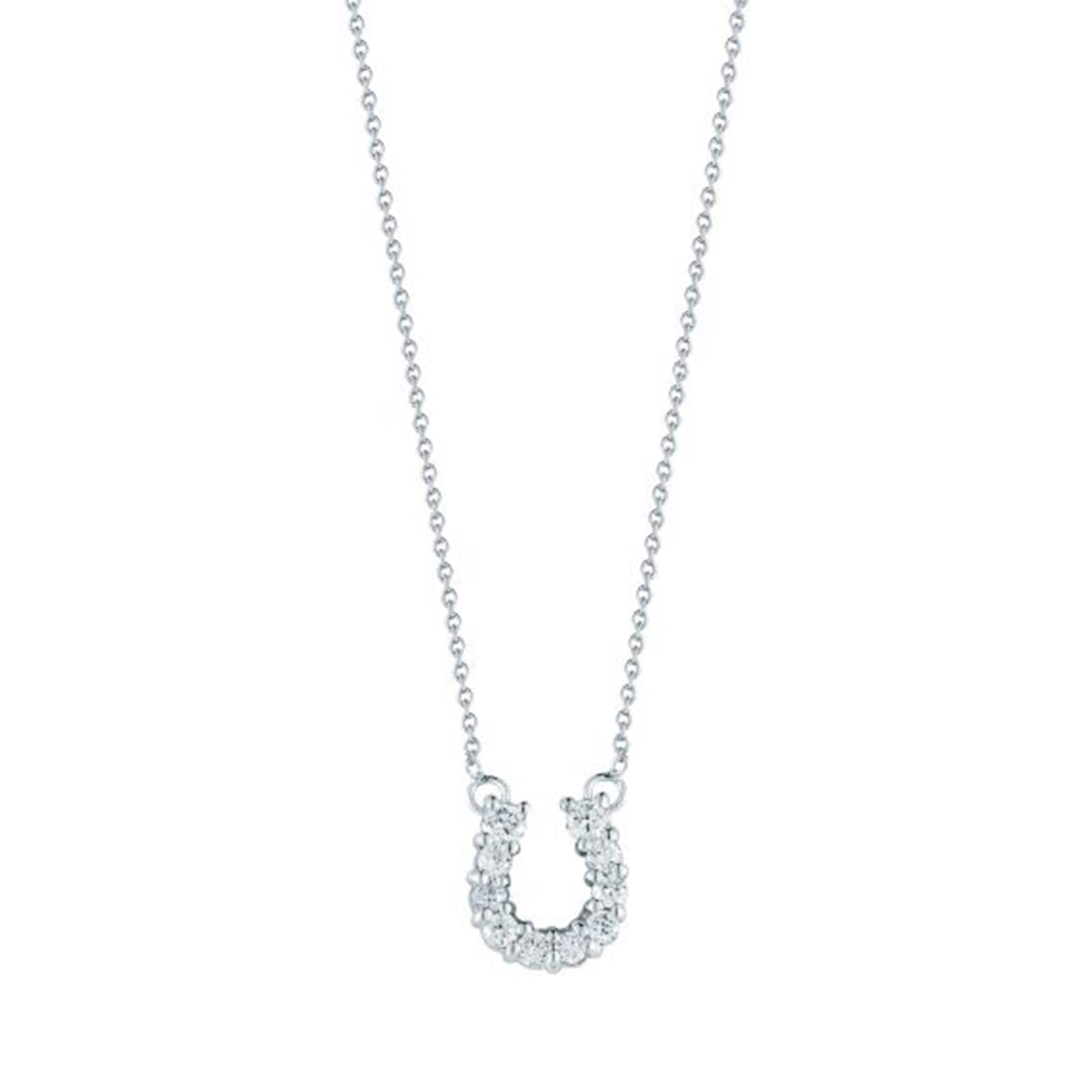 Roberto Coin 18k White Gold 0.23cttw Diamond Tiny Treasures Horseshoe Necklace 18"