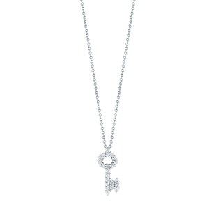 Roberto Coin 18k White Gold 0.16cttw Diamond Tiny Treasures Key Necklace 18"
