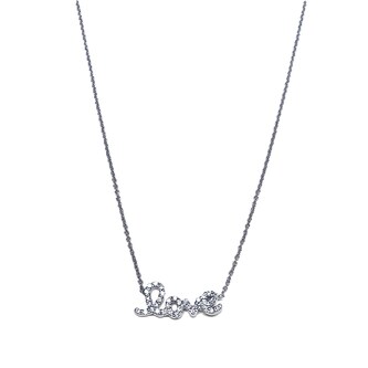 Roberto Coin 18k White Gold 0.12cttw Diamond Tiny Treasures 'Love' Necklace 18"