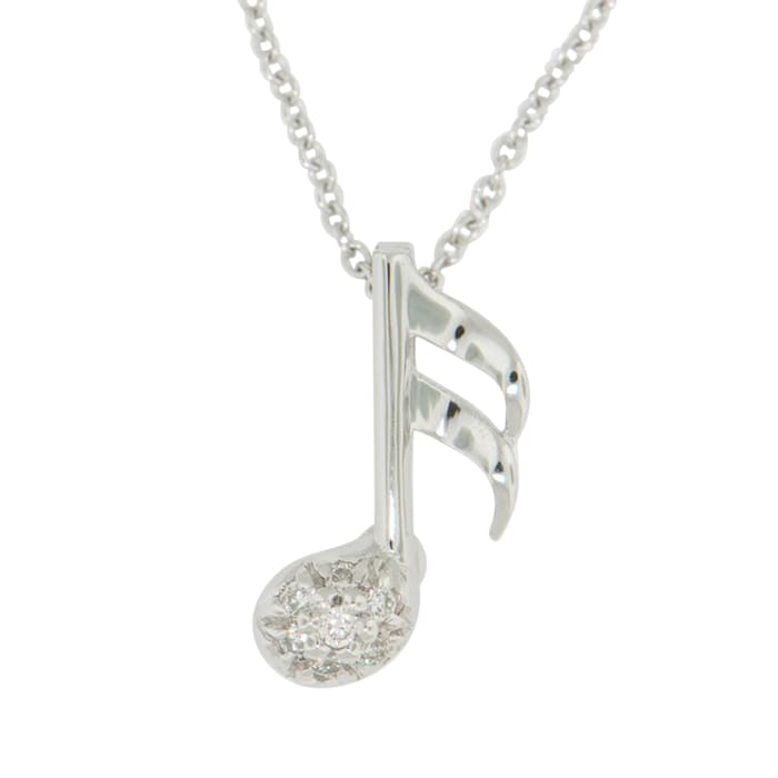 Roberto Coin 18k White Gold 0.05cttw Diamond Tiny Treasures Musical Note Necklace 18"