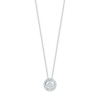 Roberto Coin 18k White Gold 0.11cttw Diamond Tiny Treasures Peace Symbol Necklace 18"