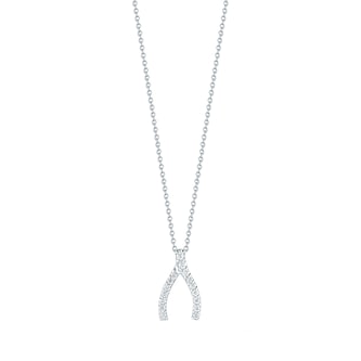 Roberto Coin 18k White Gold 0.12cttw Diamond Tiny Treasures Wishbone Necklace 18"
