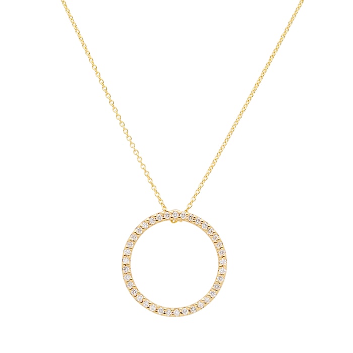 Roberto Coin 18k Yellow Gold 0.26cttw Diamond Tiny Treasures Medium Circle Necklace 18"