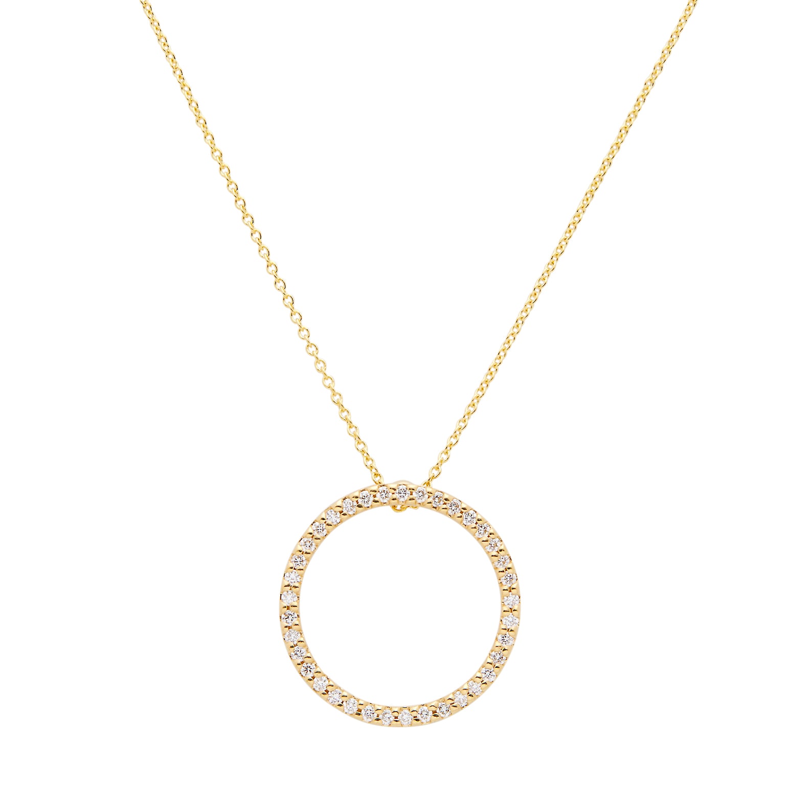 Roberto Coin 18k Yellow Gold 0.26cttw Diamond Tiny Treasures Medium Circle Necklace 18" Roberto Coin 18k Yellow Gold 0.26cttw Diamond Tiny Treasures Medium Circle Necklace 18"