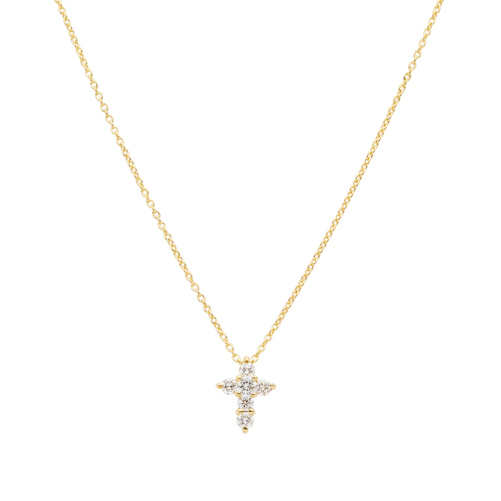 Tiny Treasures 18K Yellow Gold Diamond Cross Disc Necklace - R & M Woodrow  Jewelers