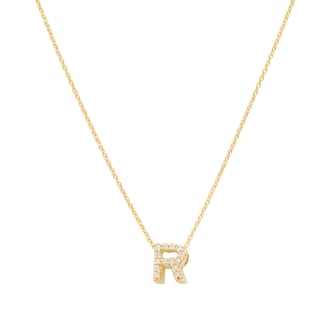 Roberto Coin 18K Yellow Gold 0.06cttw Diamond Love Letter R Necklace