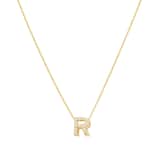 Roberto Coin 18K Yellow Gold 0.06cttw Diamond Love Letter R Necklace