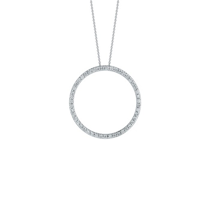 Roberto Coin 18k White Gold 1.03cttw Diamond Large Circle Pendant 18"