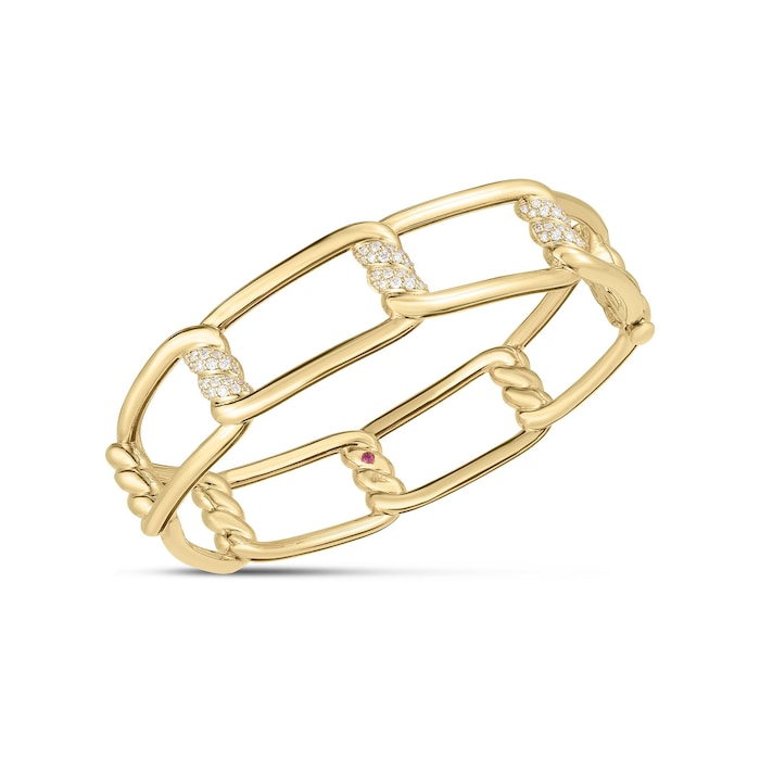 Roberto Coin 18k Yellow Gold 0.38cttw Diamond Cialoma Knot Bangle