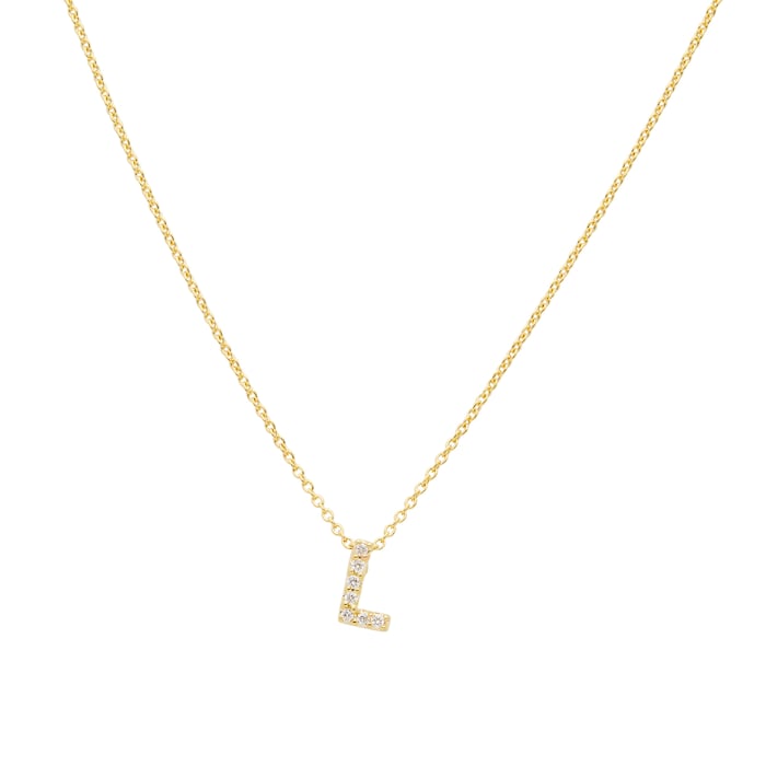 Roberto Coin 18k Yellow Gold 0.03cttw Diamond Tiny Treasures Love Letter 'L' Necklace 18"