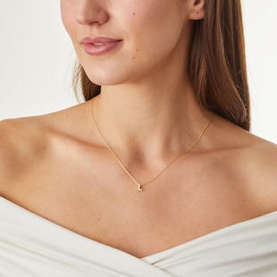 Roberto Coin 18k Yellow Gold 0.03cttw Diamond Tiny Treasures Love Letter 'L' Necklace 18"