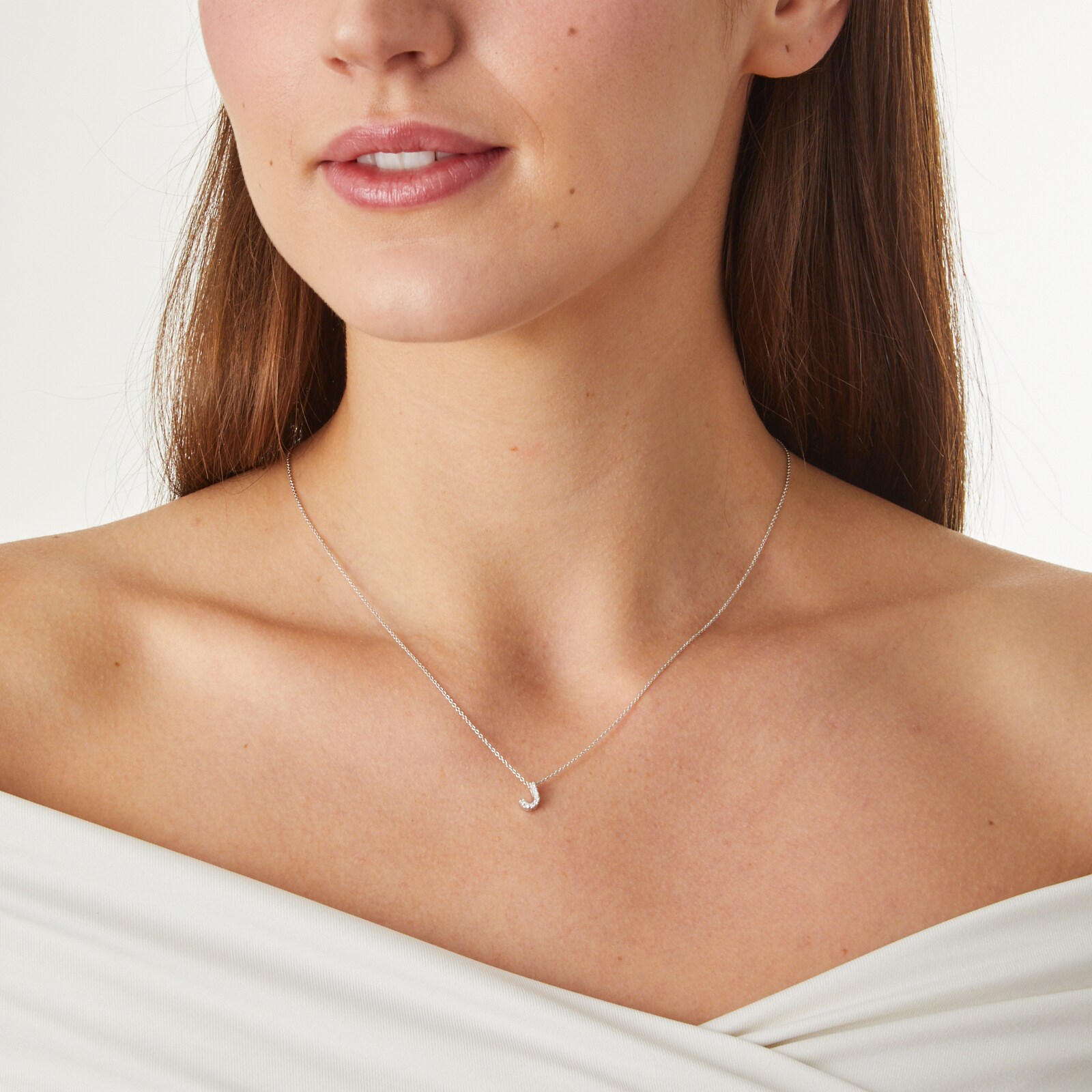 Roberto Coin 18k White Gold 0.04cttw Diamond Tiny Treasures Love Letter 'J' Necklace 18"