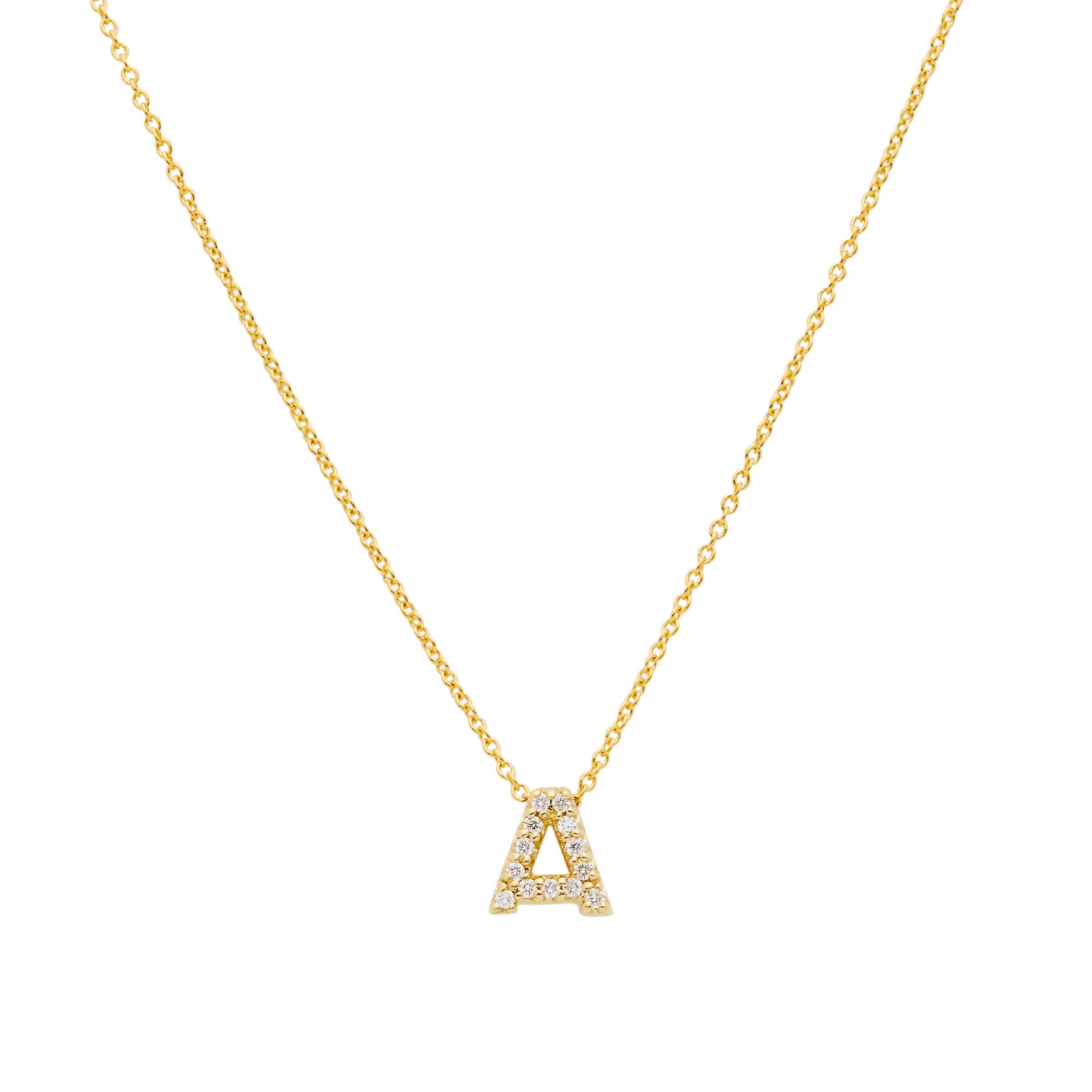 Roberto Coin 18K Yellow Gold 0.06cttw Diamond Love Letter A Necklace