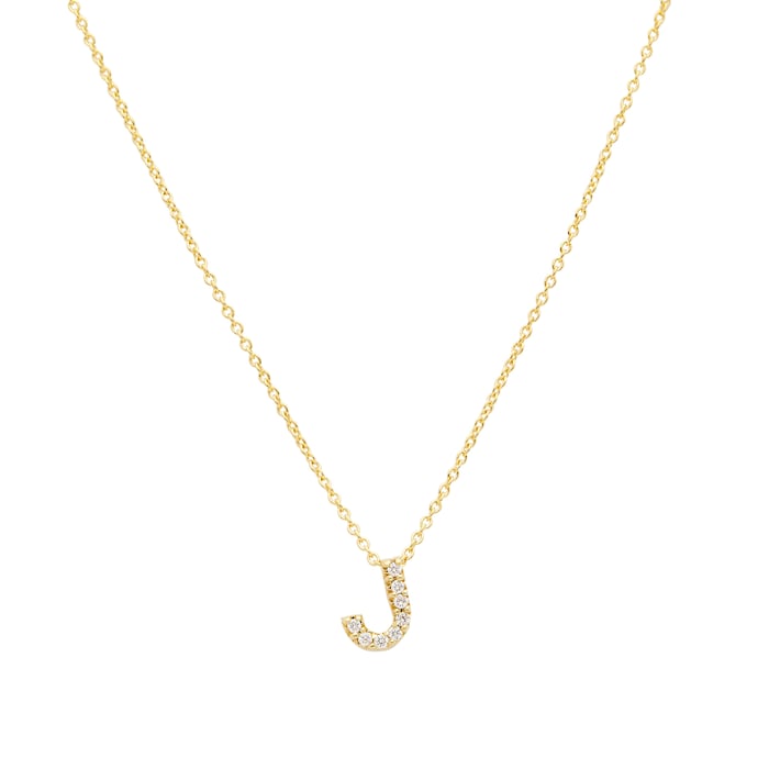 Roberto Coin 18k Yellow Gold 0.04cttw Diamond Tiny Treasures Love Letter 'J' Necklace 18"